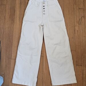 Sonoma White Wide Leg Button Up Fly Pants